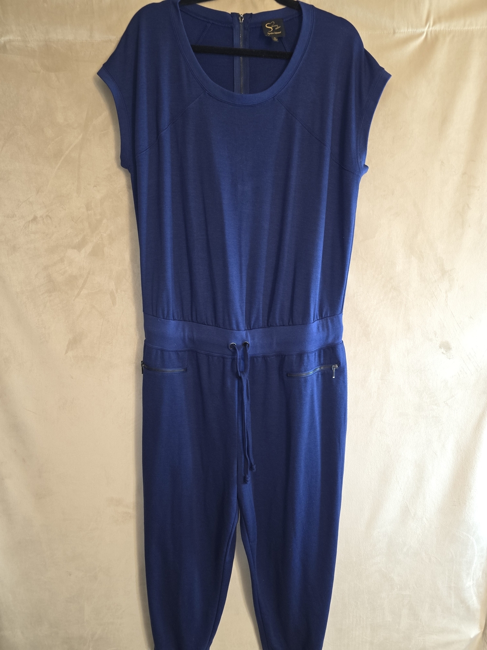 Serena Williams Royal Blue Short Sleeve Jumpsuit with Drawstring Waist